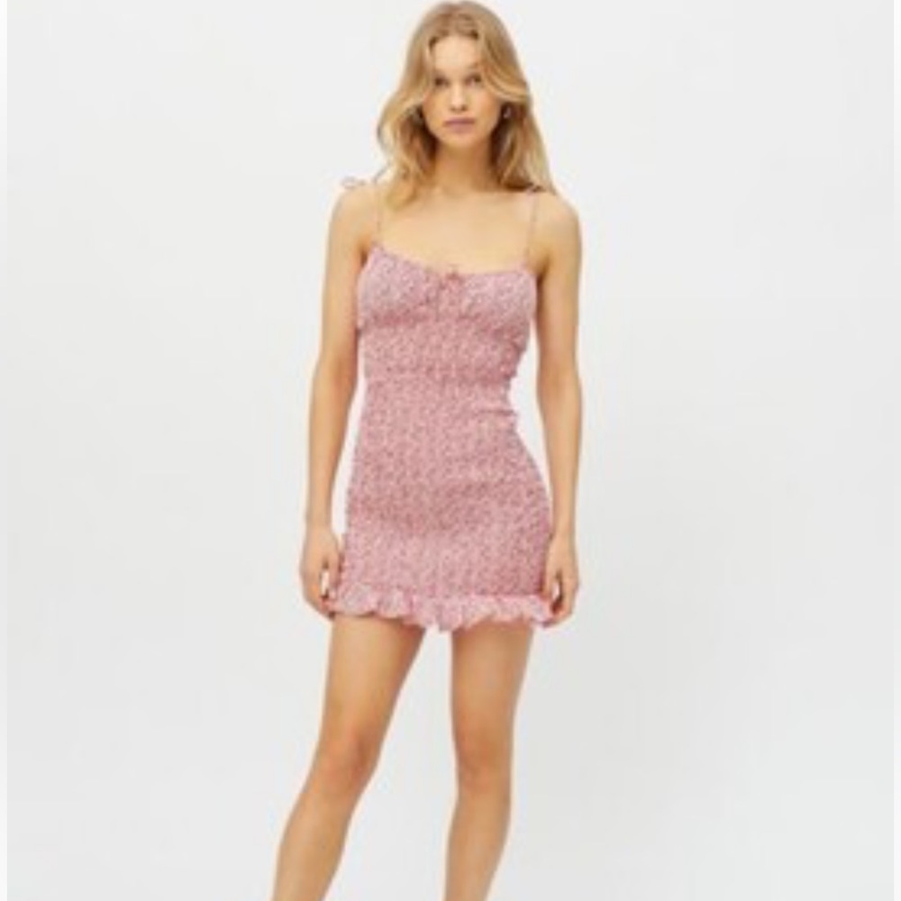 Kiss The Sky Shirred Ruffle Mini Dress